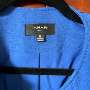 Two piece Tahari suit- royal blue. Peplum blazer. A-line skirt.